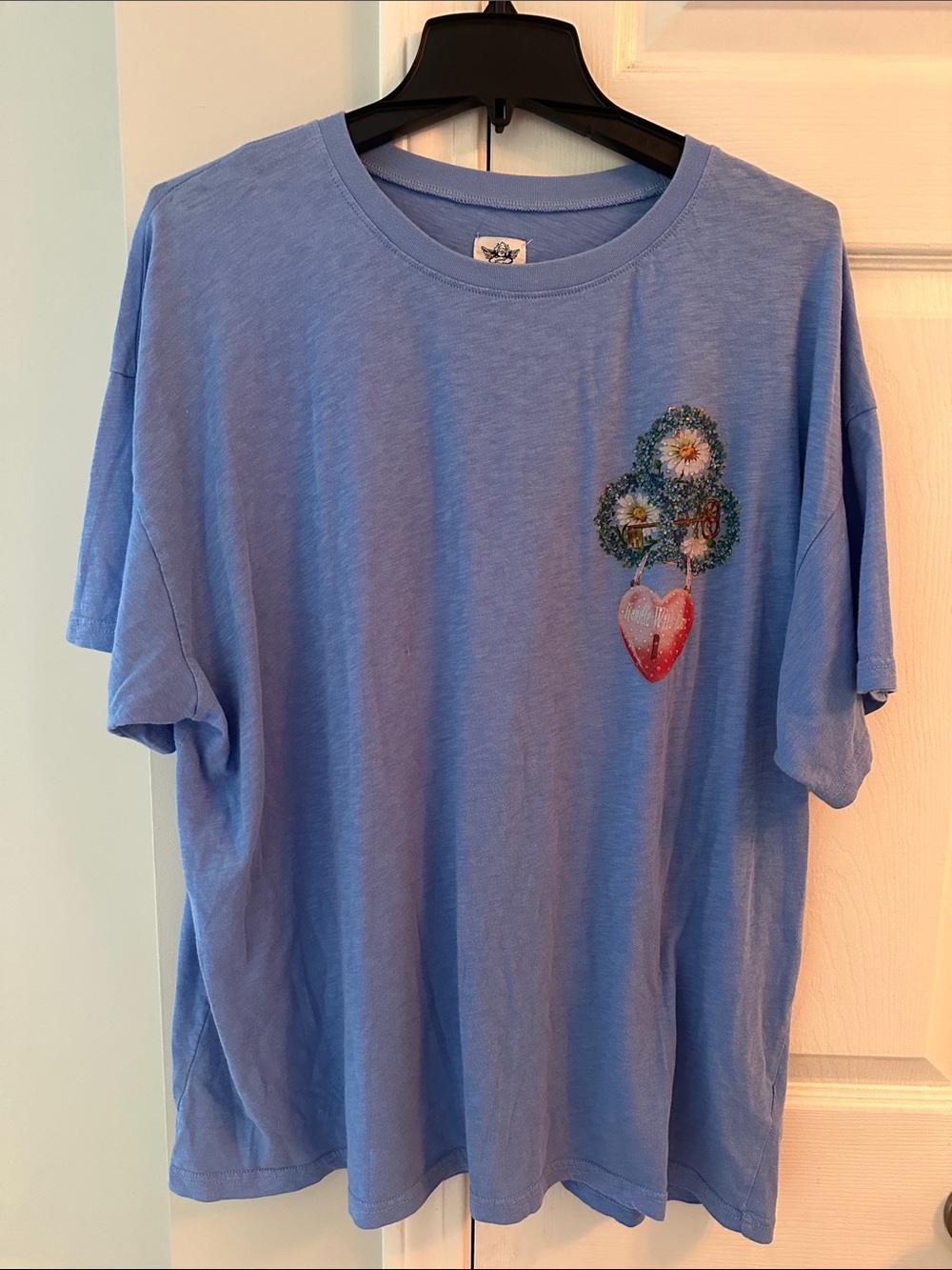 Boys Lie Blue Embellished with Crystals Crewneck Tee “Handle With Care”- OSO